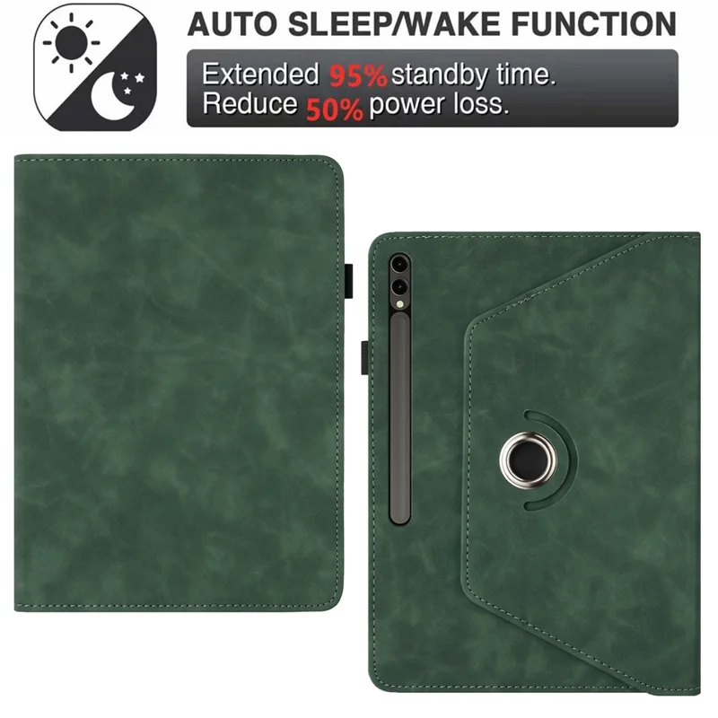 Tablet Case For Samsung Galaxy Tab S10+ / S9+ / S9 FE+ Rotating Stand Solid Color PU Leather Cover - Green