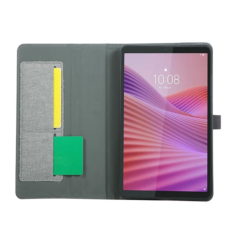 For Lenovo Tab K9 / Tab One Case with Stand Card Holder Cloth Texture Leather Tablet Cover - Grey