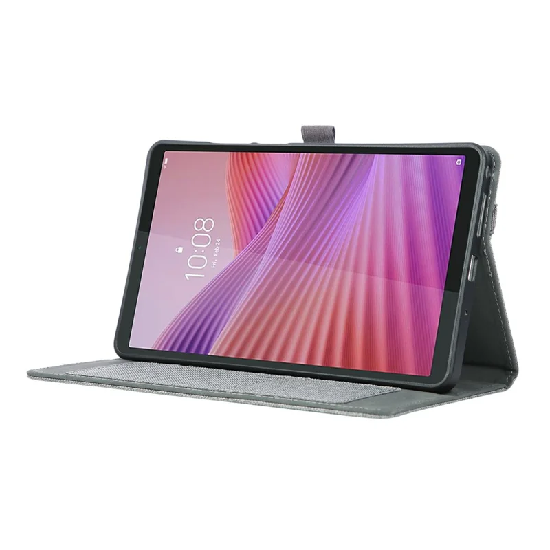 For Lenovo Tab K9 / Tab One Case with Stand Card Holder Cloth Texture Leather Tablet Cover - Grey