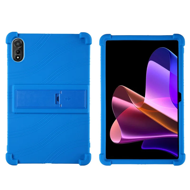 Pour Blackview Mega 2 Étui avec Support Réglable Housse de Protection en Silicone pour Tablette - Bleu Foncé