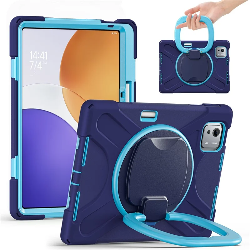 For Xiaomi Pad 7S Pro 12.5  /  6S Pro 12.4 Case Kickstand TPU + PC + Silicone Tablet Cover - Navy Blue