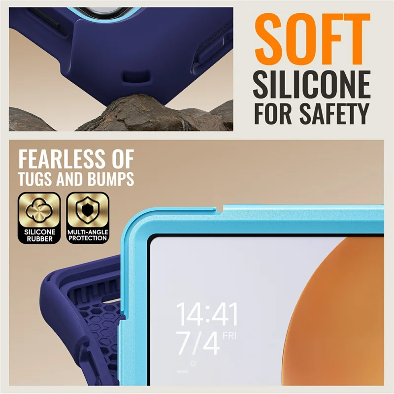 For Xiaomi Pad 7S Pro 12.5  /  6S Pro 12.4 Case Kickstand TPU + PC + Silicone Tablet Cover - Navy Blue