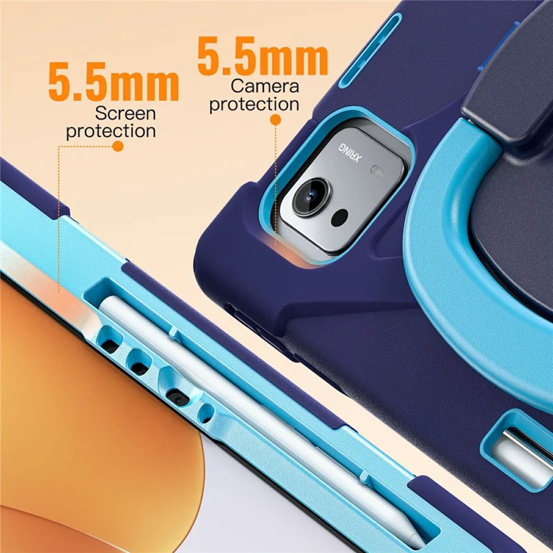 For Xiaomi Pad 7S Pro 12.5  /  6S Pro 12.4 Case Kickstand TPU + PC + Silicone Tablet Cover - Navy Blue