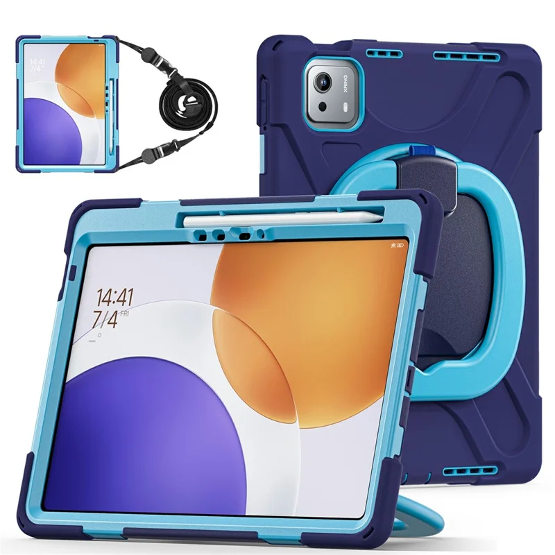 Cover per Xiaomi Pad 7S Pro 12.5 / 6S Pro 12.4 con Cinghia a Tracolla TPU + PC + Supporto in Silicone - Blu Navy