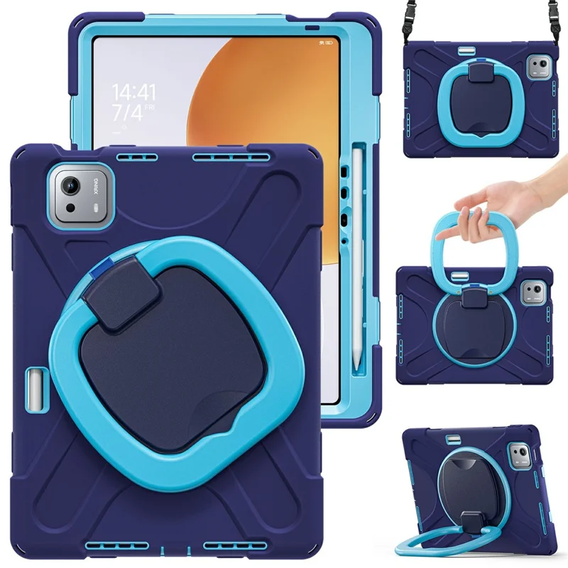 Cover per Xiaomi Pad 7S Pro 12.5 / 6S Pro 12.4 con Cinghia a Tracolla TPU + PC + Supporto in Silicone - Blu Navy