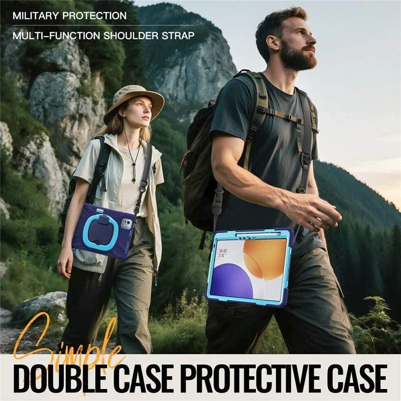 Cover per Xiaomi Pad 7S Pro 12.5 / 6S Pro 12.4 con Cinghia a Tracolla TPU + PC + Supporto in Silicone - Blu Navy