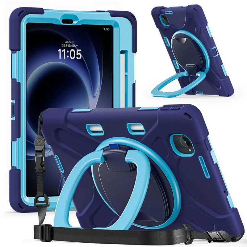 Étui pour tablette Xiaomi Redmi K Pad avec sangle de transport, support en TPU + PC + Silicone - Bleu Marine