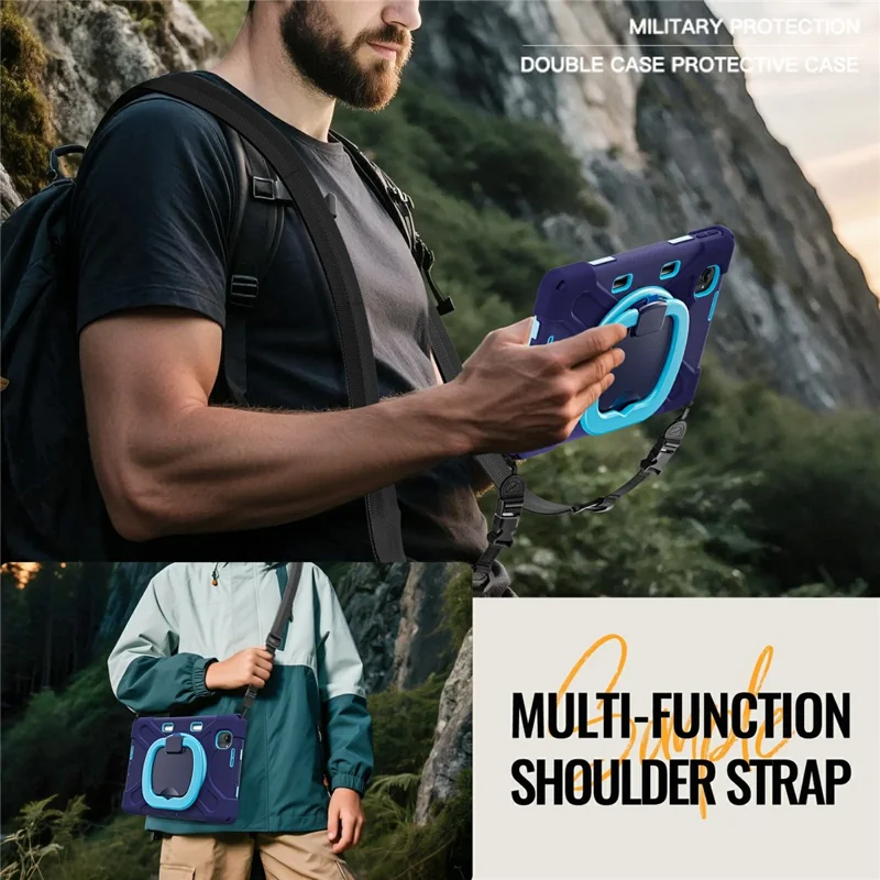 Étui pour tablette Xiaomi Redmi K Pad avec sangle de transport, support en TPU + PC + Silicone - Bleu Marine