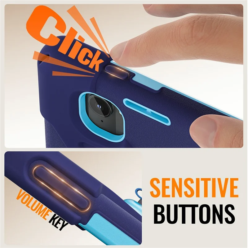 For Xiaomi Pad Mini / Redmi K Pad Case TPU + PC + Silicone Tablet Cover Swivel Kickstand Handle Grip - Navy Blue