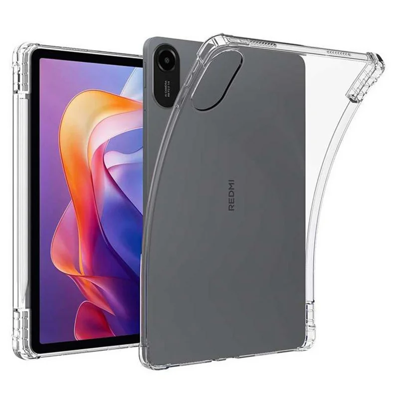 Custodia per Xiaomi Redmi Pad 2, rinforzata ai quattro angoli, anti-caduta, in TPU trasparente, con slot per penna
