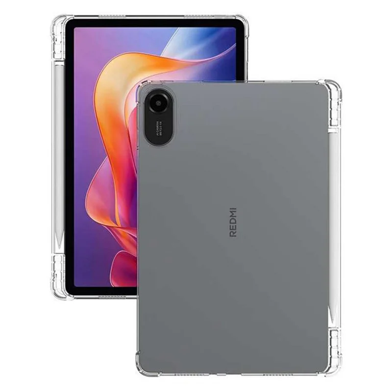 Custodia per Xiaomi Redmi Pad 2, rinforzata ai quattro angoli, anti-caduta, in TPU trasparente, con slot per penna