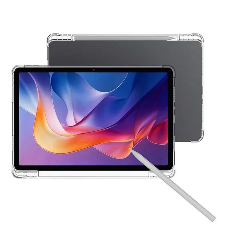 Custodia per Xiaomi Redmi Pad 2, rinforzata ai quattro angoli, anti-caduta, in TPU trasparente, con slot per penna