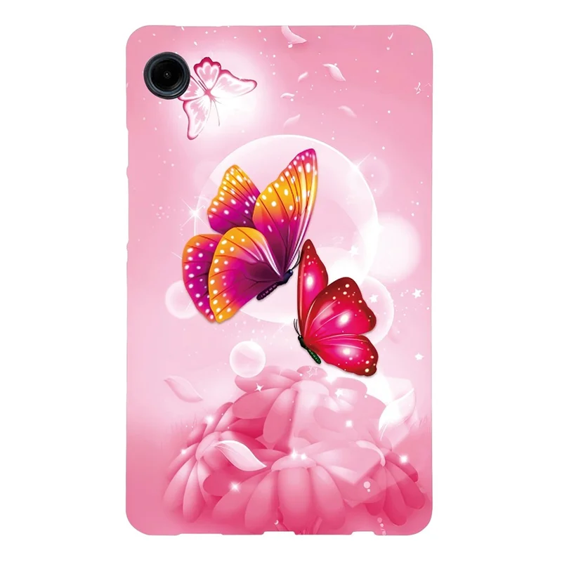 For Samsung Galaxy Tab A11 / A9 Case Pattern Printing Slim Soft TPU Tablet Cover - Pink Butterfly