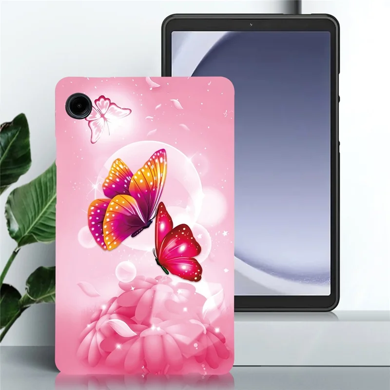 For Samsung Galaxy Tab A11 / A9 Case Pattern Printing Slim Soft TPU Tablet Cover - Pink Butterfly