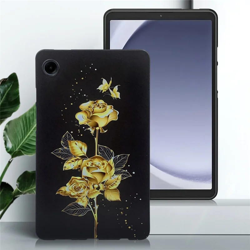 Capa de Tablet Samsung Galaxy Tab A11 TPU com Impressão de Padrão - Borboleta Dourada Rosa