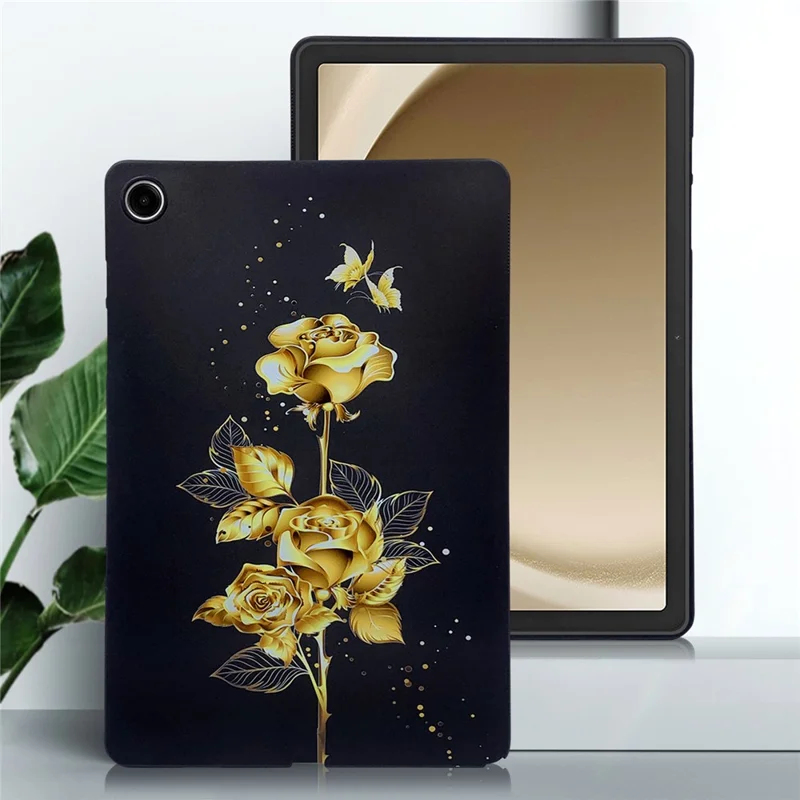 Funda de TPU para Samsung Galaxy Tab A11+ con impresión de patrón, funda protectora delgada para tableta - Mariposa dorada Rosa