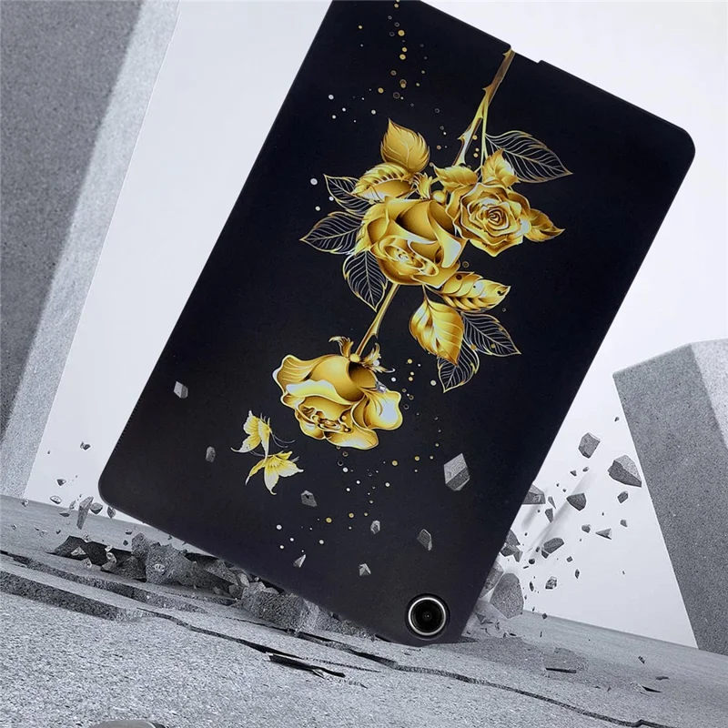 Funda de TPU para Samsung Galaxy Tab A11+ con impresión de patrón, funda protectora delgada para tableta - Mariposa dorada Rosa
