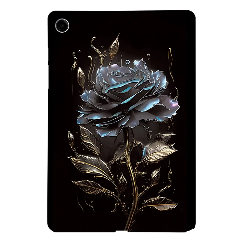 For Samsung Galaxy Tab A11+ TPU Case Pattern Printing Slim Tablet Protective Cover - Black Rose