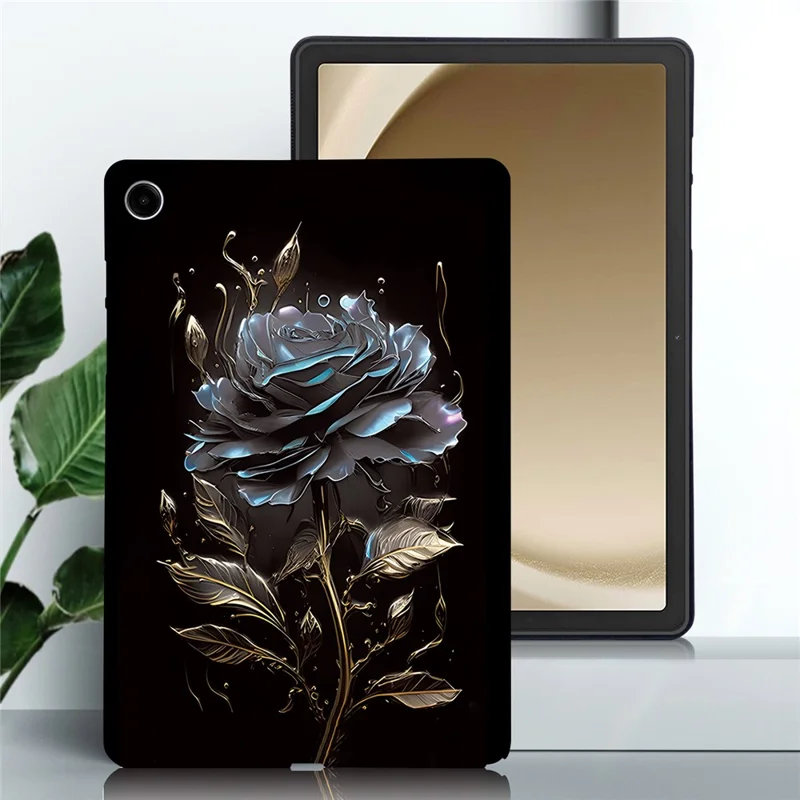 For Samsung Galaxy Tab A11+ TPU Case Pattern Printing Slim Tablet Protective Cover - Black Rose