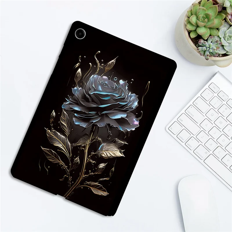 For Samsung Galaxy Tab A11+ TPU Case Pattern Printing Slim Tablet Protective Cover - Black Rose