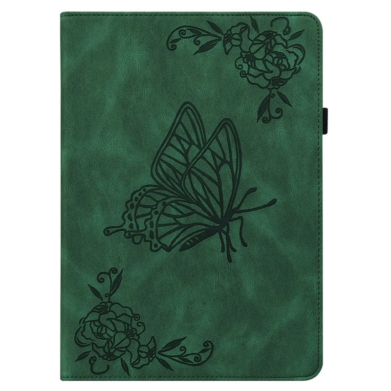 Per Samsung Galaxy Tab A11 Case Farfalla Fiore Impronta Custodia in Pelle PU con Slot per Schede - Verde