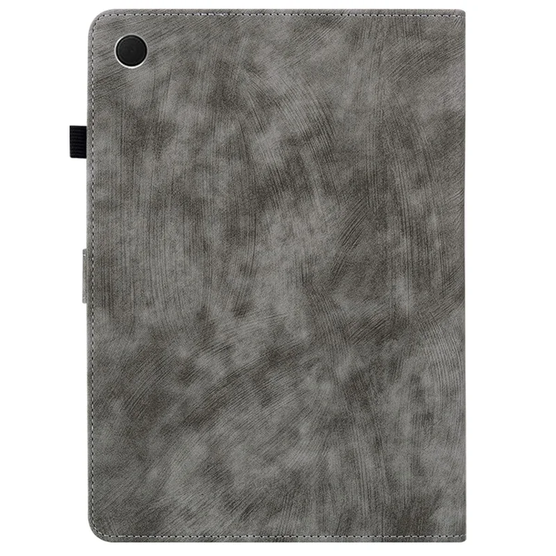 For Samsung Galaxy Tab A11 / A9 Case Tiger Imprint Anti-Scratch PU Leather Tablet Cover - Grey