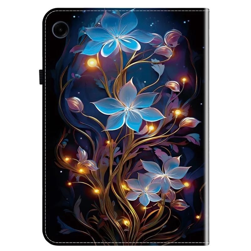 For Samsung Galaxy Tab A11 / A9 Leather Case Pattern Printed Stand Tablet Cover with Card Slots - Small Lantern Flower