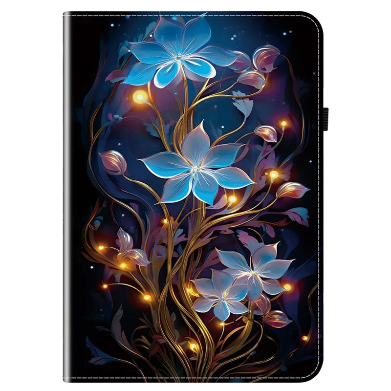For Samsung Galaxy Tab A11 / A9 Leather Case Pattern Printed Stand Tablet Cover with Card Slots - Small Lantern Flower