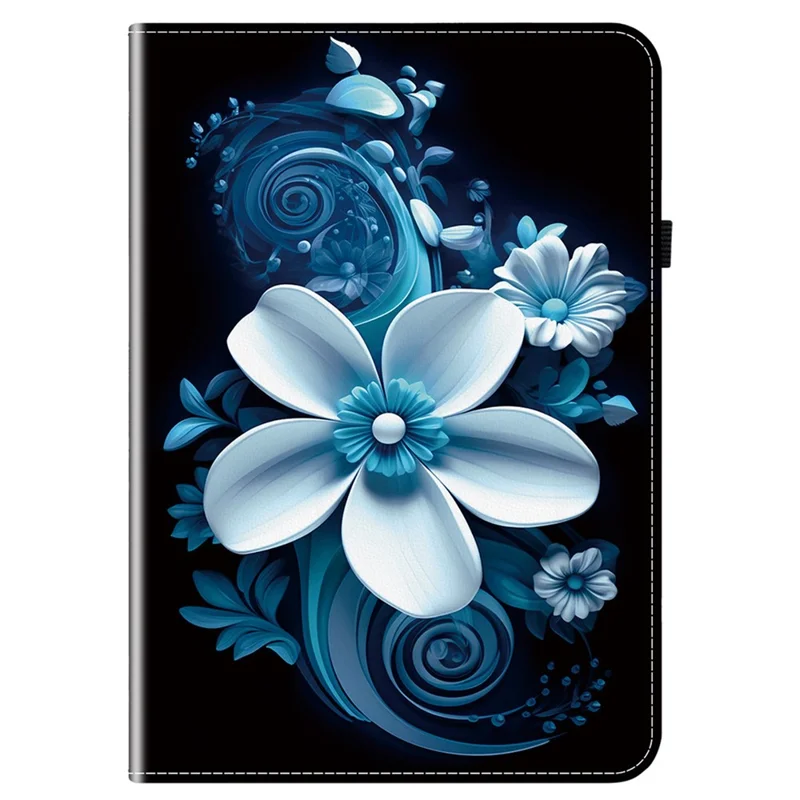 For Samsung Galaxy Tab A11 / A9 Leather Case Pattern Printed Stand Tablet Cover with Card Slots - Black Orchid