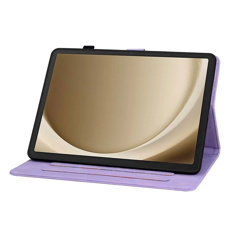 For Samsung Galaxy Tab A11+ Case Lily Flower Imprint Card Slots Leather Tablet Cover - Purple
