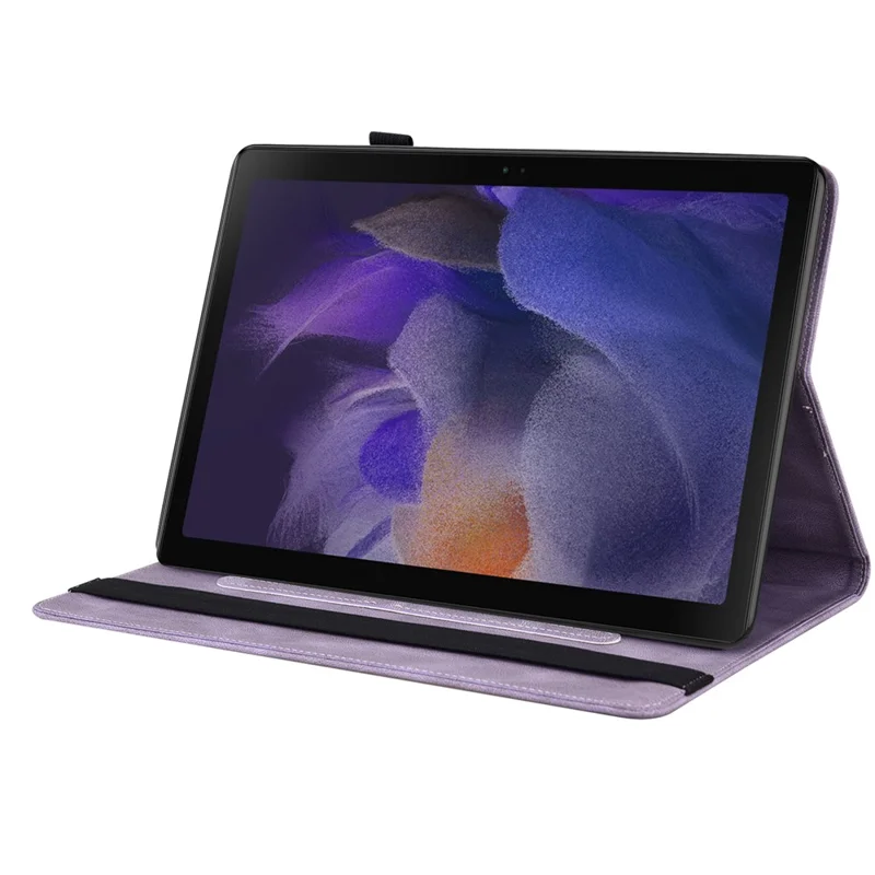 Funda para Samsung Galaxy Tab A11+ Mariposa Flor Estampada Cubierta de Tableta de Cuero PU con Ranuras para Tarjetas - Púrpura