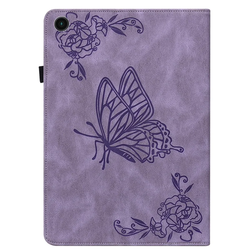 Funda para Samsung Galaxy Tab A11+ Mariposa Flor Estampada Cubierta de Tableta de Cuero PU con Ranuras para Tarjetas - Púrpura