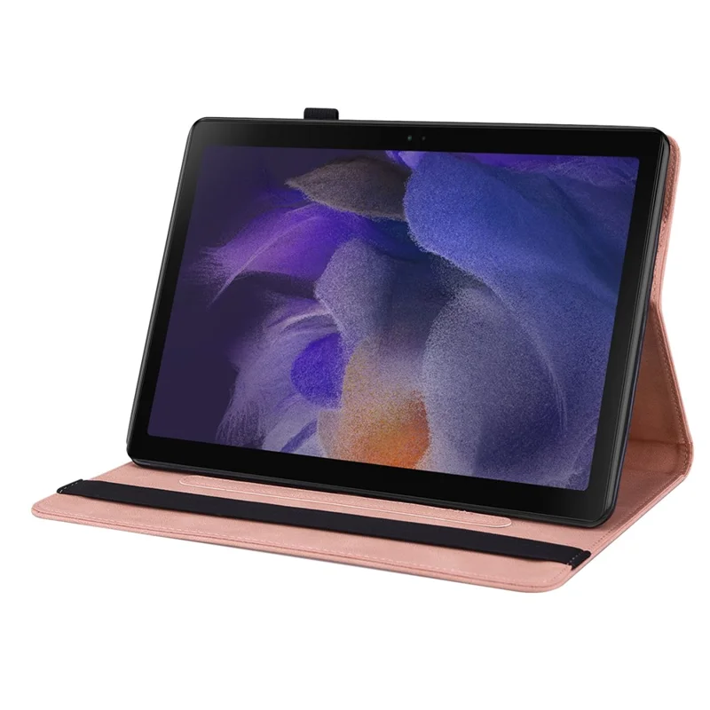 For Samsung Galaxy Tab A11+ Case Butterfly Flower Imprint PU Leather Tablet Cover with Card Slots - Pink