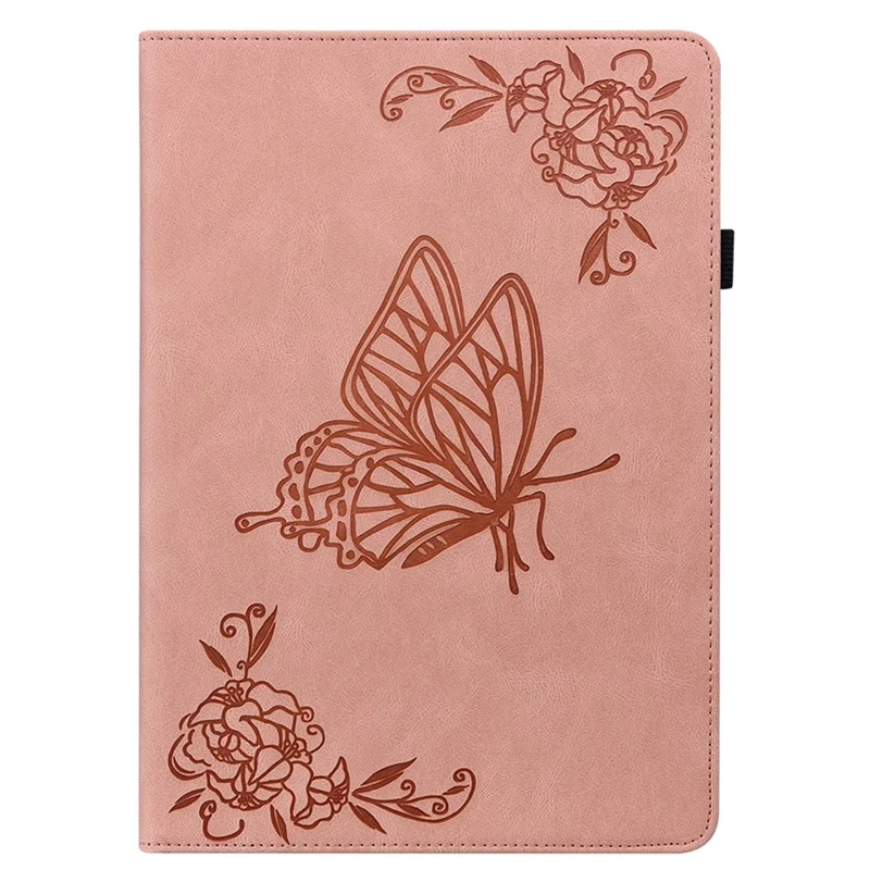 For Samsung Galaxy Tab A11+ Case Butterfly Flower Imprint PU Leather Tablet Cover with Card Slots - Pink