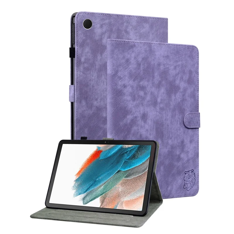 Funda para Samsung Galaxy Tab A11+ Impresión de tigre Cuero PU antiarañazos Cubierta de tableta - Púrpura