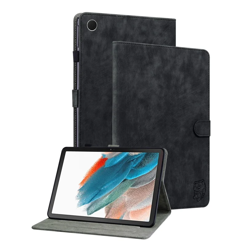 Cover per Samsung Galaxy Tab A11+ con Impronta di Tigre Antigraffio in Pelle PU - Nero