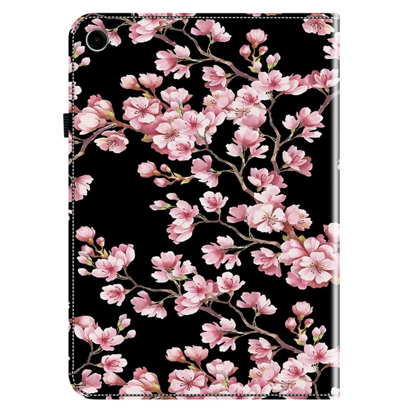 For Samsung Galaxy Tab A11+ Leather Case Pattern Printed Stand Tablet Cover with Card Slots - Plum Blossom