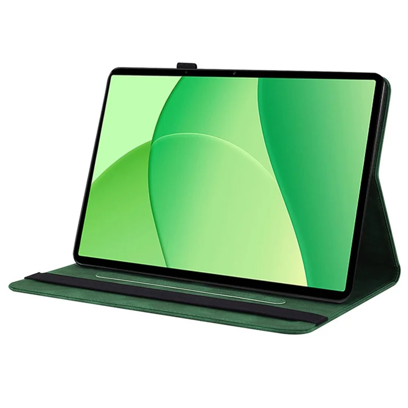 Per OnePlus Pad Lite / Oppo Pad SE Custodia Farfalla Fiore Impronta Pelle PU Copertura Tablet con Slot per Schede - Verde