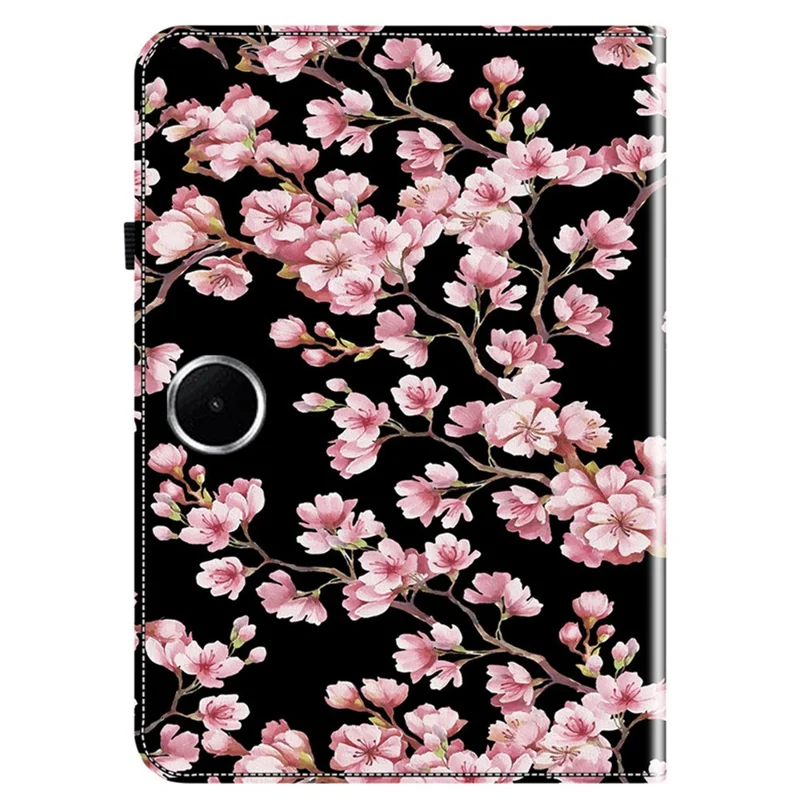 Capa de Couro com Padrão Impresso e Suporte para Tablet OnePlus Pad Lite / Oppo Pad SE - Flor de Ameixa