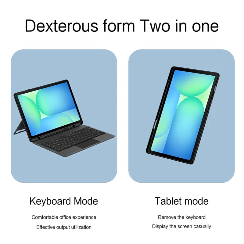 For Samsung Galaxy Tab S10 FE+ Leather Case + Bluetooth-Compatible Keyboard with Backlight Trackpad