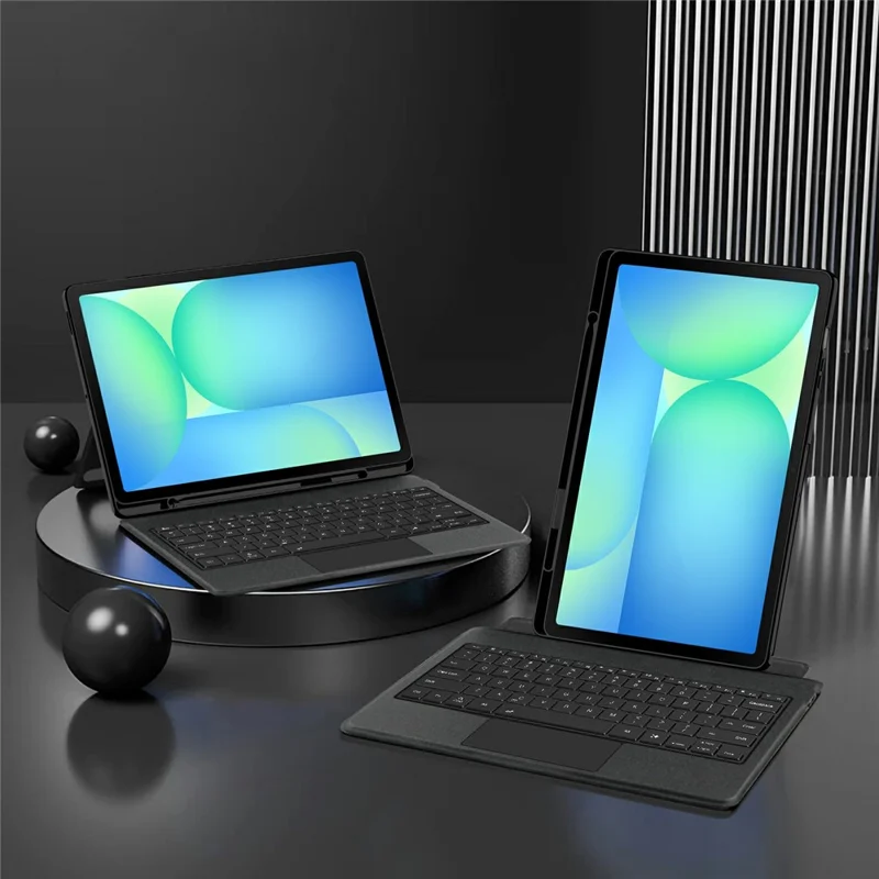 For Samsung Galaxy Tab S10 FE+ Leather Case + Bluetooth-Compatible Keyboard with Backlight Trackpad