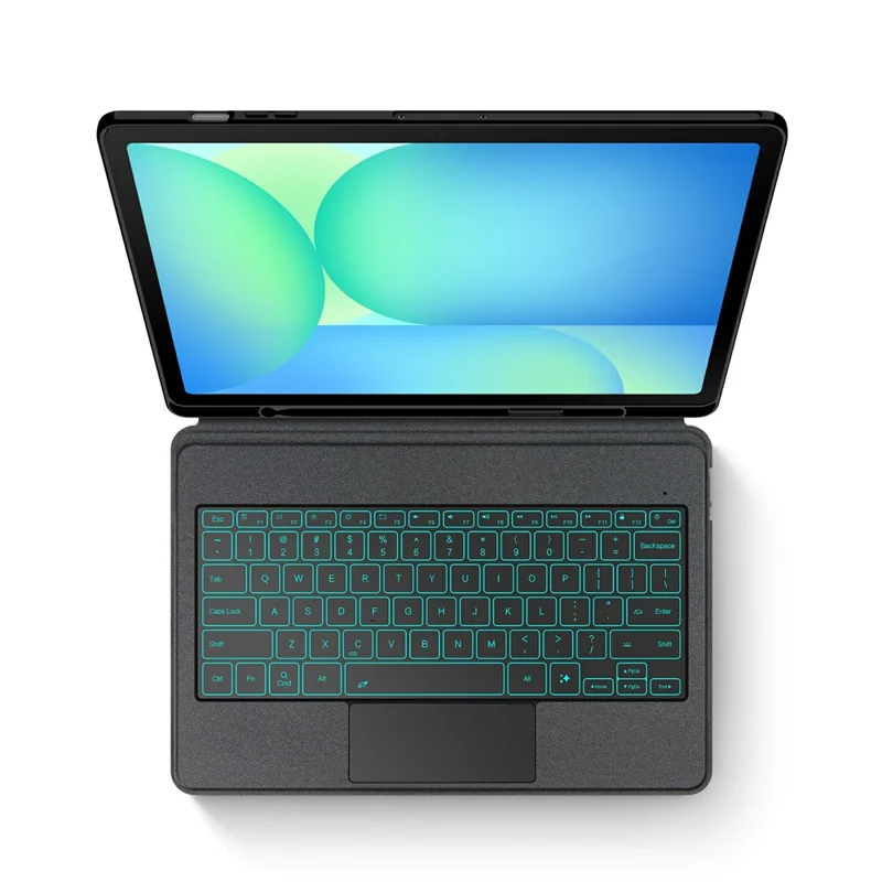 For Samsung Galaxy Tab S10 FE+ Leather Case + Bluetooth-Compatible Keyboard with Backlight Trackpad