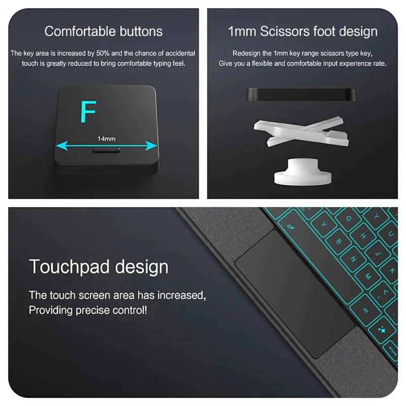 For Samsung Galaxy Tab S10 FE+ Leather Case + Bluetooth-Compatible Keyboard with Backlight Trackpad