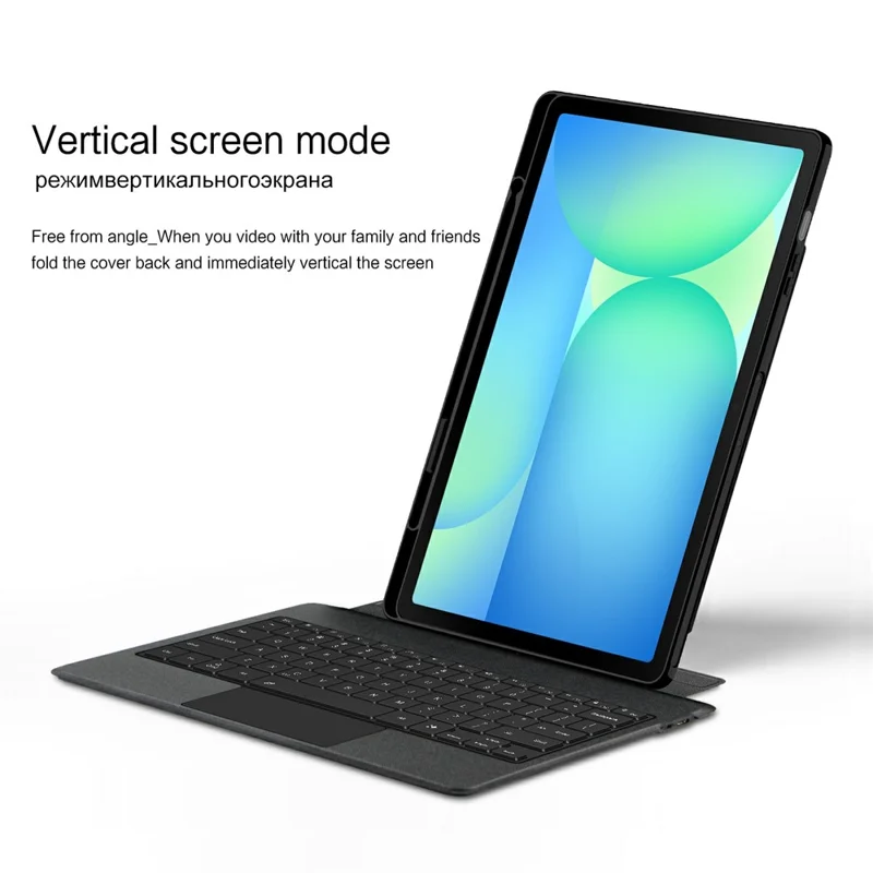 For Samsung Galaxy Tab S10 FE+ Leather Case + Bluetooth-Compatible Keyboard with Backlight Trackpad