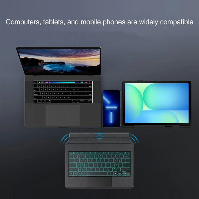 For Samsung Galaxy Tab S10 FE+ Leather Case + Bluetooth-Compatible Keyboard with Backlight Trackpad