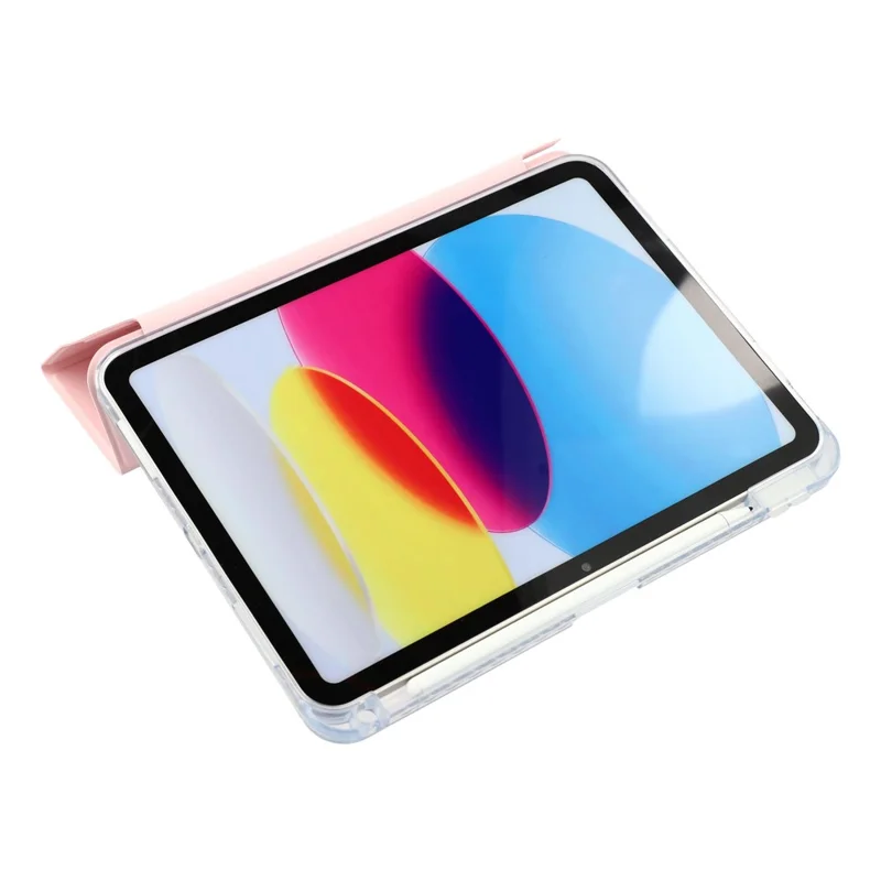 Étui pour iPad (2025) / iPad 10.9 (2022) - Support Y-Fold en Cuir PU Transparent avec Coque Arrière Acrylique - Rose