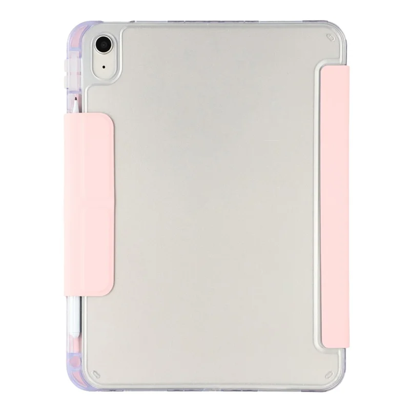 Étui pour iPad (2025) / iPad 10.9 (2022) - Support Y-Fold en Cuir PU Transparent avec Coque Arrière Acrylique - Rose