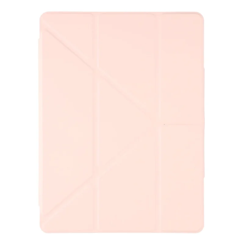 Étui pour iPad (2025) / iPad 10.9 (2022) - Support Y-Fold en Cuir PU Transparent avec Coque Arrière Acrylique - Rose