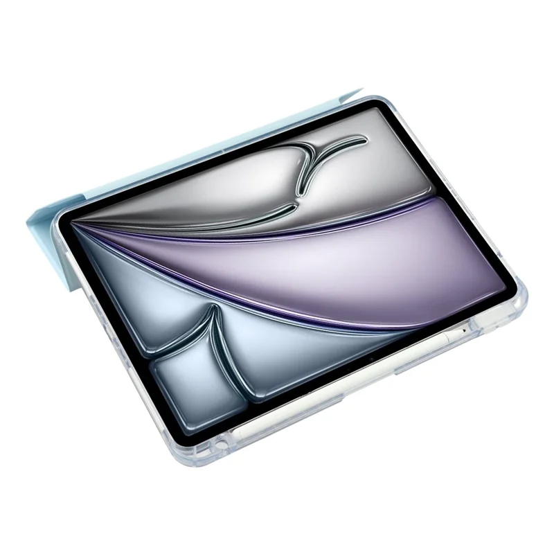 Чехол-подставка для iPad Air 11 (2024) / Air (2022) / (2020) / iPad Pro 11 (2021) / (2020) / (2018) из искусственной кожи с прозрачной акриловой крышкой - нежно-голубой