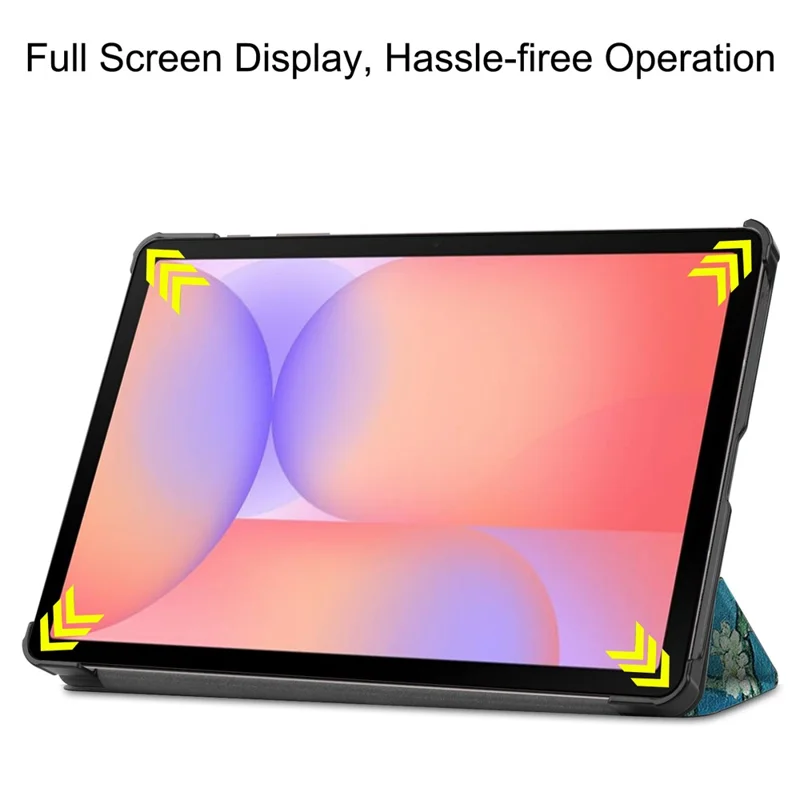 غطاء جراب لطراز Samsung Galaxy Tab S10 Lite بطبعة أنيقة من الجلد مع حامل - لون مشمشي